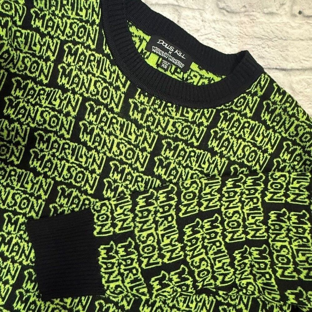 Marilyn Manson X Dolls Kill Sweater Women's Oversized XS UNRELEASED Goth AOP